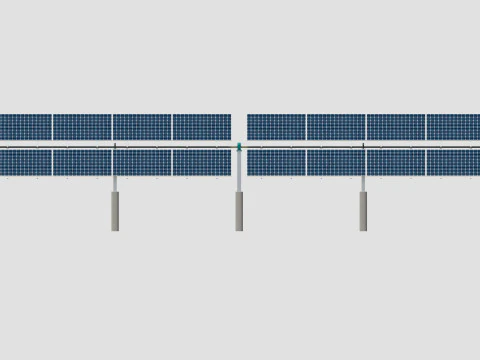 Solar Tracker Table 2x5x2-55-0-55 Degree 3D Model