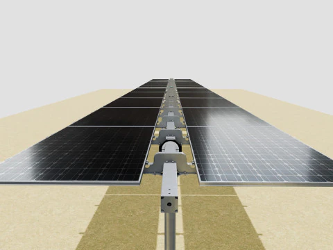 Solar Tracker Table 2x5x2-55-0-55 Degree 3D Model