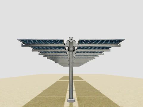 Solar Tracker Table 2x5x2-55-0-55 Degree 3D Model