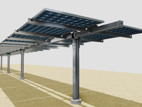 Solar Tracker Table 2x5x2-55-0-55 Degree Modèle 3D