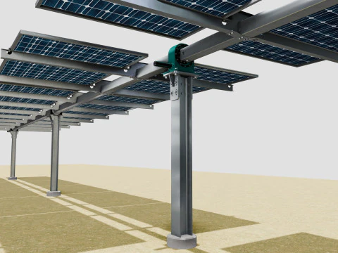 Solar Tracker Table 2x5x2-55-0-55 Degree 3D Model
