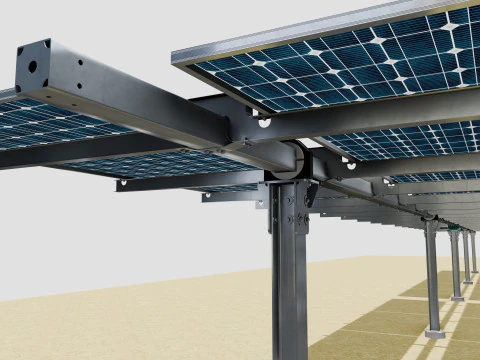 Solar Tracker Table 2x5x2-55-0-55 Degree 3D Model