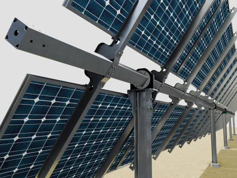 Solar Tracker Table 2x5x2-55-0-55 Degree 3D Model