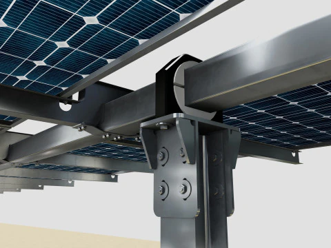 Solar Tracker Table 2x5x2-55-0-55 Degree 3D Model