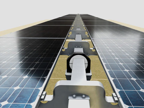 Solar Tracker Table 2x5x2-55-0-55 Degree 3D Model