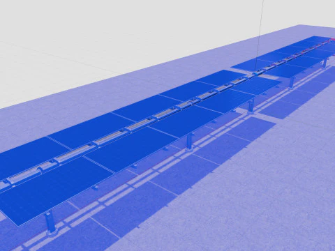 Solar Tracker Table 2x5x2-55-0-55 Degree 3D Model
