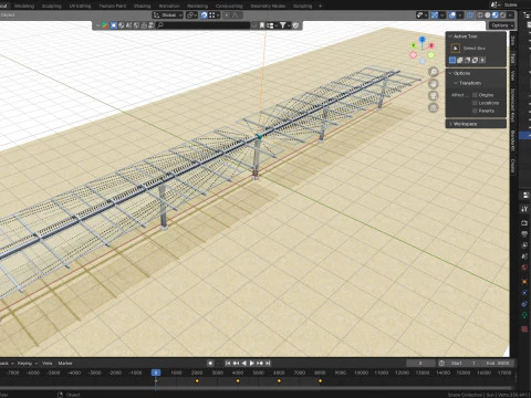 Solar Tracker Table 2x5x2-55-0-55 Degree 3D Model