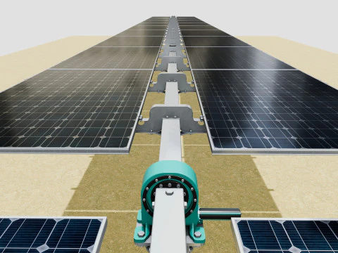 Solar Tracker Table 2x10x2-55-0-55 Degree 3D Model