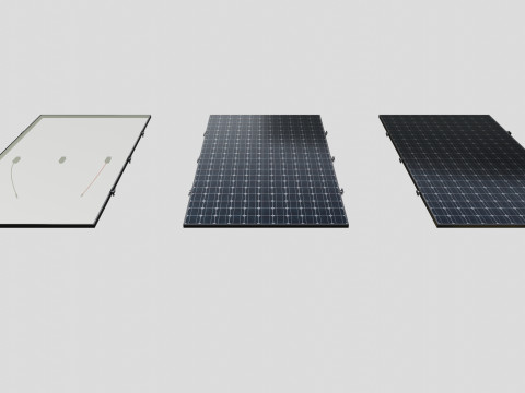 Black Framed Solar Panel 675W 2384x1303x35mm 3Dモデル
