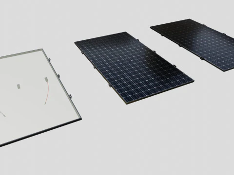 Black Framed Solar Panel 675W 2384x1303x35mm 3D Model