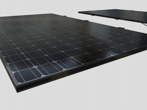 Black Framed Solar Panel 675W 2384x1303x35mm 3D Model