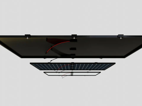 Black Framed Solar Panel 675W 2384x1303x35mm 3D Model