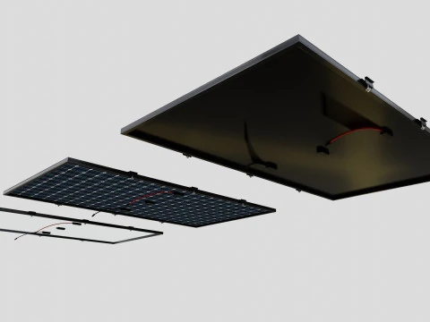 Black Framed Solar Panel 590W 2285x1134x30mm 3D Model