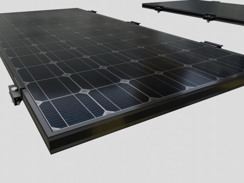 Black Framed Solar Panel 160W 1480x670x35mm 3Dモデル