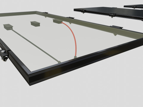Black Framed Solar Panel 160W 1480x670x35mm Model 3D