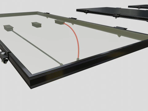 Black Framed Solar Panel 160W 1480x670x35mm 3D Model