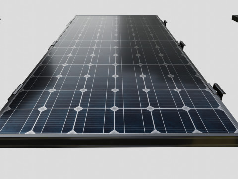 Black Framed Solar Panel 160W 1480x670x35mm Model 3D