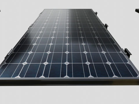 Black Framed Solar Panel 160W 1480x670x35mm 3D Model