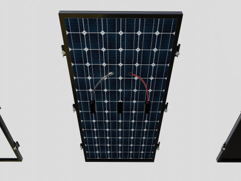 Black Framed Solar Panel 160W 1480x670x35mm Model 3D