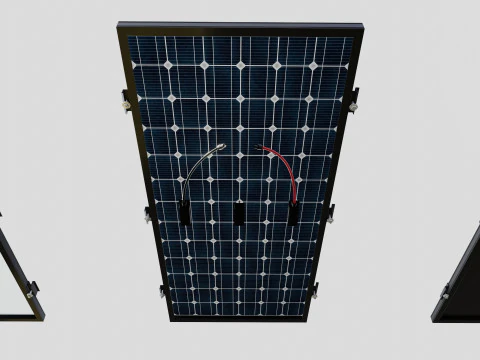 Black Framed Solar Panel 160W 1480x670x35mm 3D Model