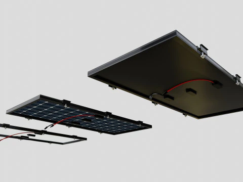Black Framed Solar Panel 160W 1480x670x35mm 3D Model