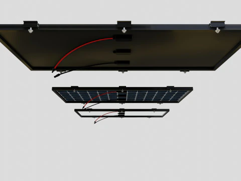 Black Framed Solar Panel 160W 1480x670x35mm 3D Model