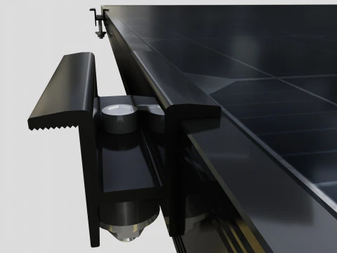 Black Framed Solar Panel 160W 1480x670x35mm 3D Model