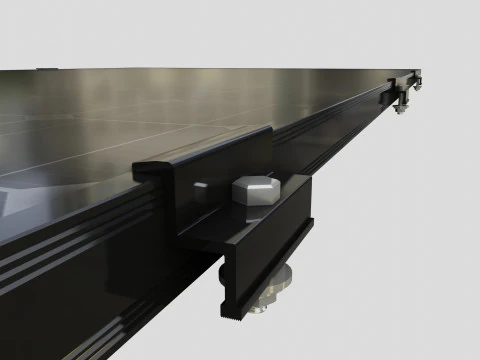 Black Framed Solar Panel 160W 1480x670x35mm 3D Model
