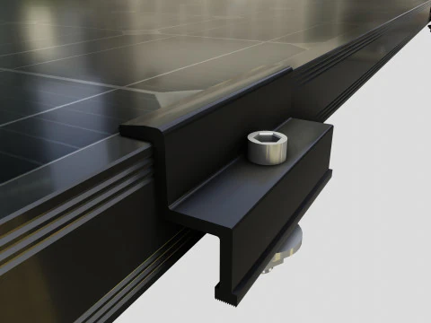 Black Framed Solar Panel 160W 1480x670x35mm 3D Model