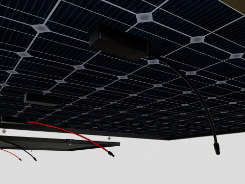 Black Framed Solar Panel 160W 1480x670x35mm 3D Model