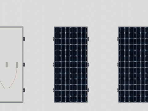 Black Framed Solar Panel 160W 1480x670x35mm Model 3D