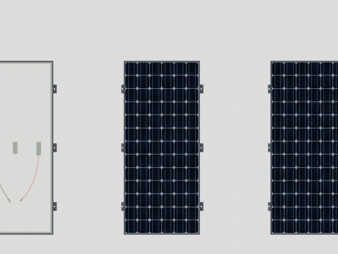 Black Framed Solar Panel 160W 1480x670x35mm 3D Model