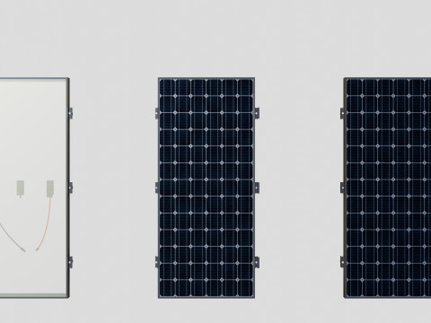 Black Framed Solar Panel 160W 1480x670x35mm Model 3D