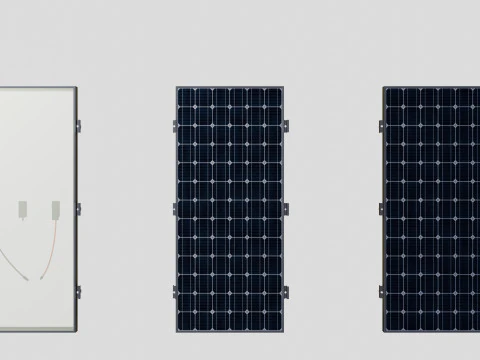 Black Framed Solar Panel 160W 1480x670x35mm 3D Model