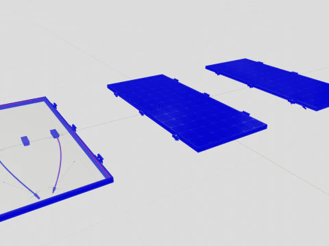 Black Framed Solar Panel 160W 1480x670x35mm 3D Model