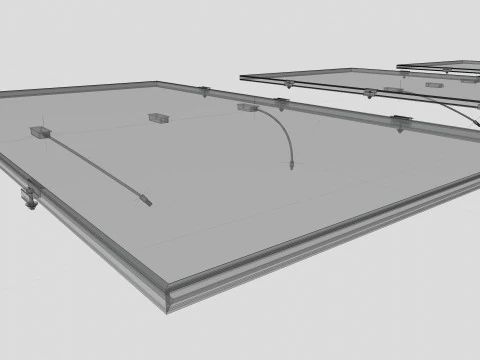 Black Framed Solar Panel 160W 1480x670x35mm 3D Model