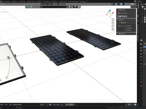 Black Framed Solar Panel 160W 1480x670x35mm Model 3D
