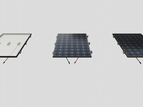 Black Framed Solar Panel 100W 1010x670x25mm 3D 模型