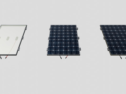 Black Framed Solar Panel 100W 1010x670x25mm 3D 模型