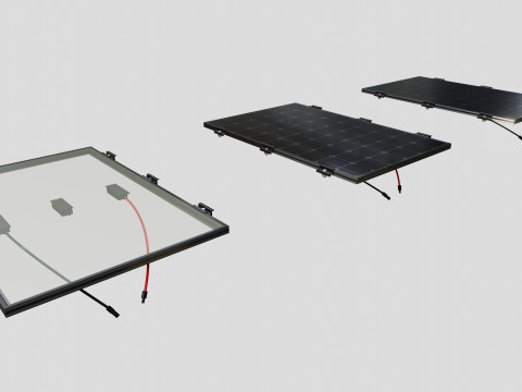 Black Framed Solar Panel 100W 1010x670x25mm 3D 模型
