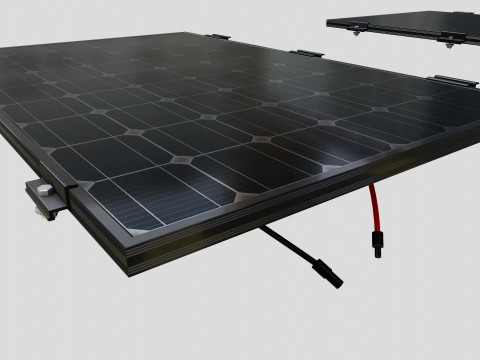 Black Framed Solar Panel 100W 1010x670x25mm 3D 模型