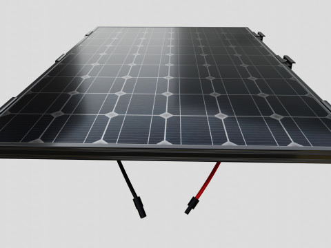 Black Framed Solar Panel 100W 1010x670x25mm 3D 模型