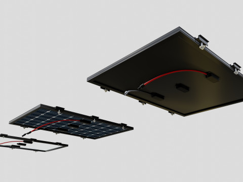 Black Framed Solar Panel 100W 1010x670x25mm 3D 模型