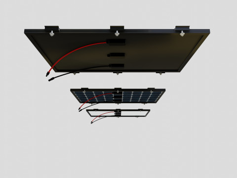 Black Framed Solar Panel 100W 1010x670x25mm 3D 模型