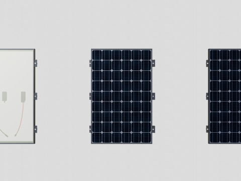 Black Framed Solar Panel 100W 1010x670x25mm 3D 模型