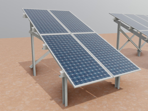 Low Poly Fixed System Solar Energy Pack 3D Модель