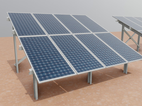 Low Poly Fixed System Solar Energy Pack 3D Модель