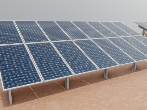 Low Poly Fixed System Solar Energy Pack 3D Модель