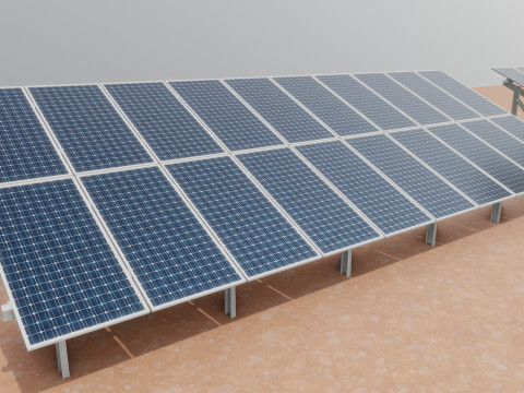 Low Poly Fixed System Solar Energy Pack 3D Модель