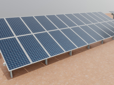 Low Poly Fixed System Solar Energy Pack 3D Модель